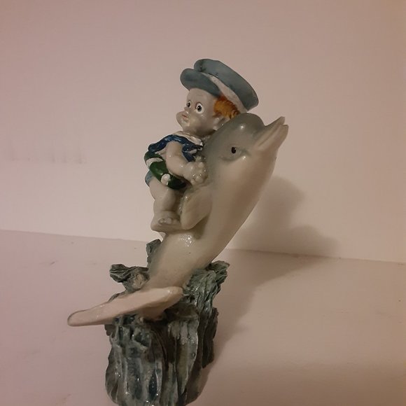 Sailor boy riding a dolphin figurine 1960's - Picture 1 of 6